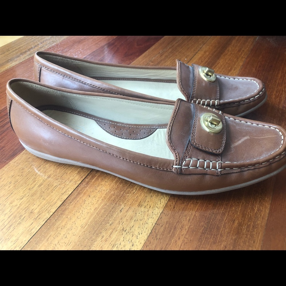 Coach cognac leather loafers